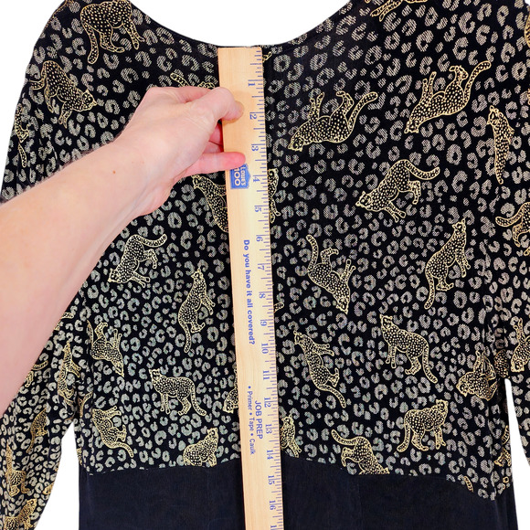 Vtg Joseph Ribkoff Maxi Dress 14 Womens Metallic Gold Cheetahs‎ Leopards Black - Picture 5 of 12